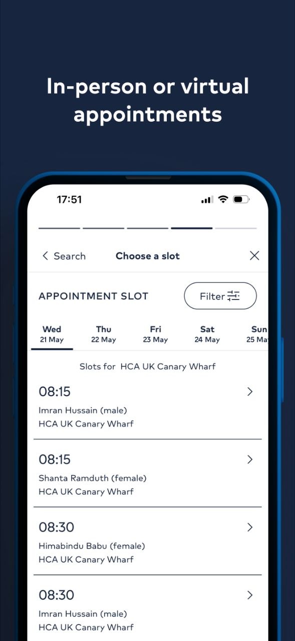 HCA Healthcare UK - Choose a Slot